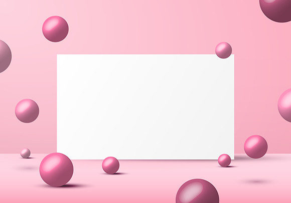 3D Pink Sphere Shapes White Backdrop