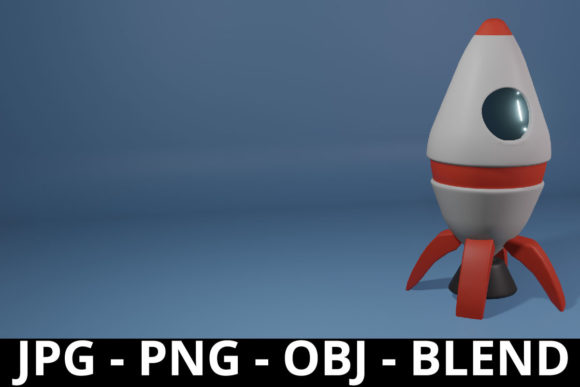 3d Rendering Cute Rocket for Background