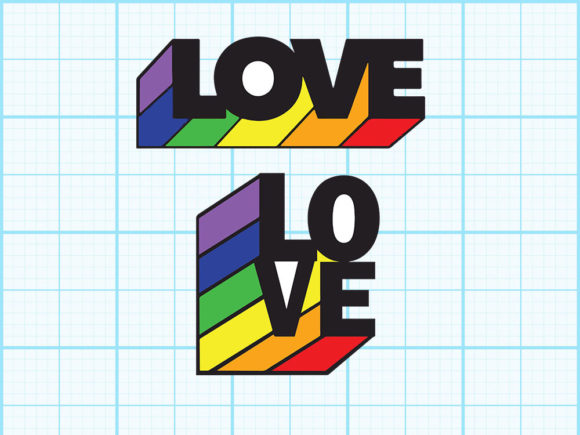 Love Colorful 3D Typo Word